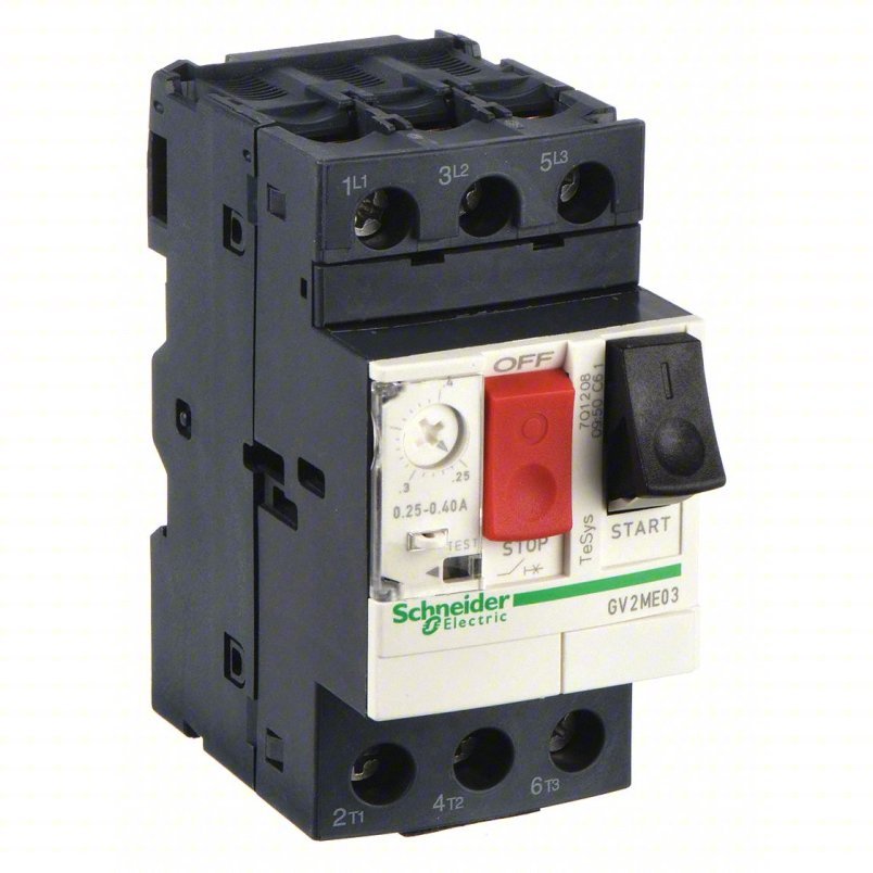 Schneider Electric GV2ME03 Motor Starter/Protector, 690V, 0.25-0.4A, 3P, Spring Terminal, TeSys Deca Series
